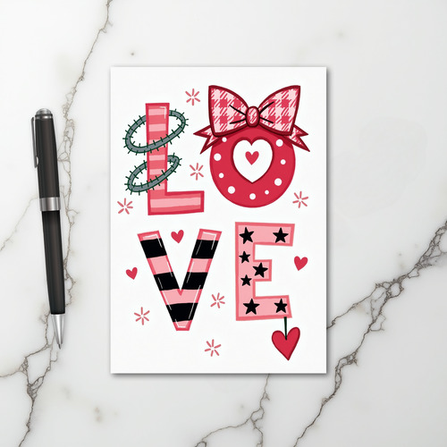 Pink Playful Valentine Love Card