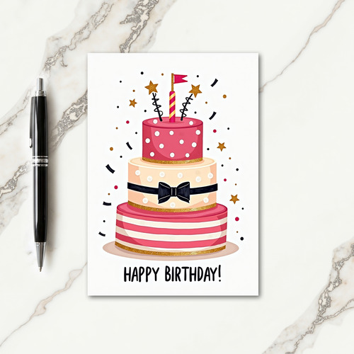Pink Polka Dot Birthday Card
