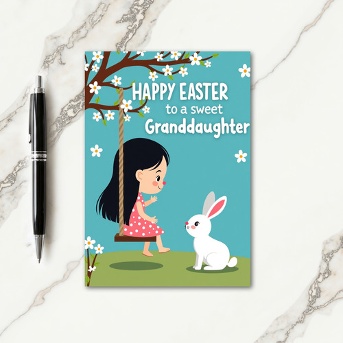 Pink Polka Dot Dress Girl Card