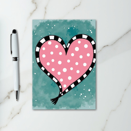 Pink Polka Dot Heart Love Card