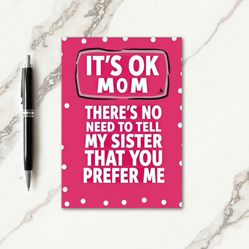 Pink Polka Dot Moms Day Card