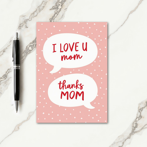Pink Polka Dot Moms Thanks Card