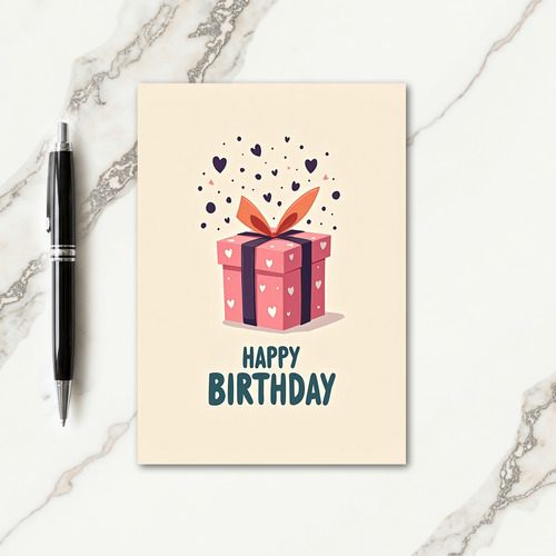Pink Present Birthday Card