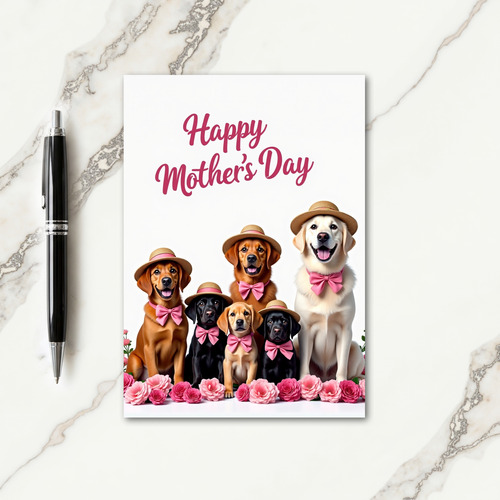 Pink Puppy Mothers Day Card