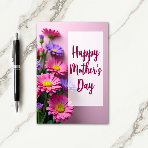 Pink Purple Flower Happy Day Card