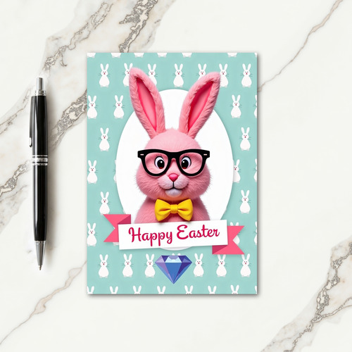 Pink Rabbit Easter Pattern Card