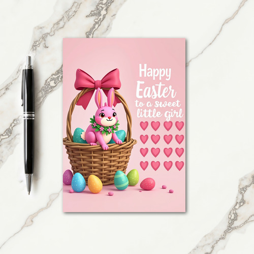 Pink Rabbit Pattern Spring Card