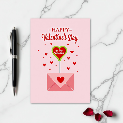 Pink Red Embossed Hearts Valentines Card