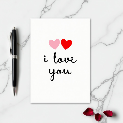 Pink Red Hearts I Love You Card
