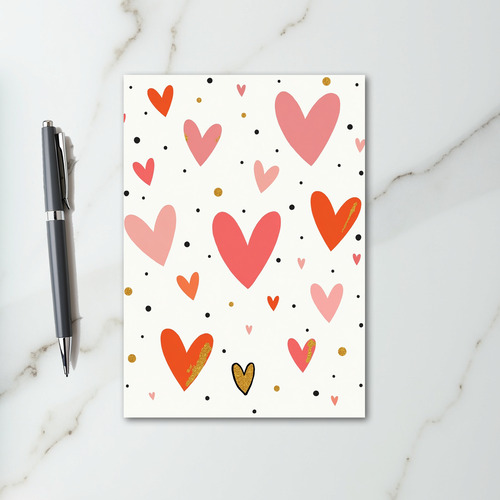 Pink Red Hearts Sparkle Card