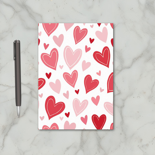 Pink Red Hearts Valentine Card