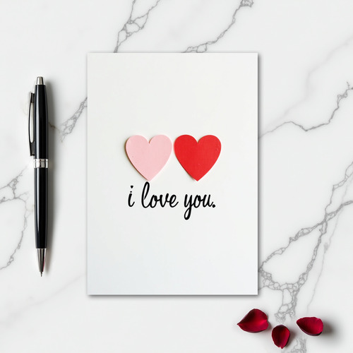 Pink Red I Love You Hearts Card