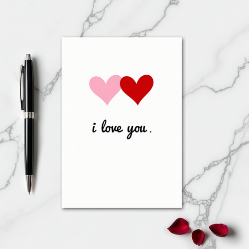 Pink Red Matte Hearts I Love You Card
