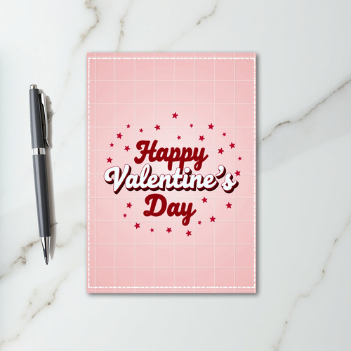 Pink Retro Valentines Day Card