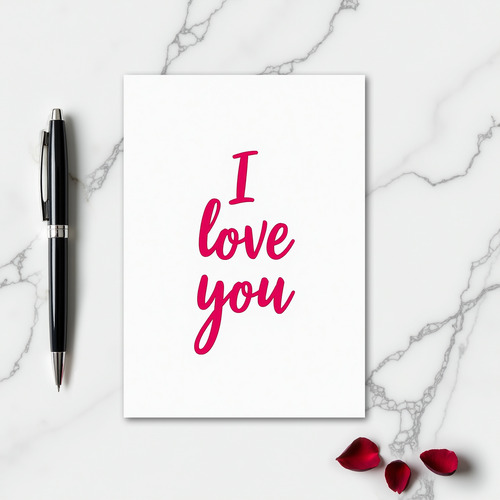 Pink Romantic I Love You Script Card