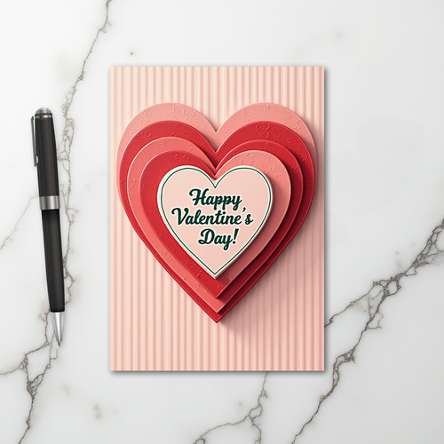 Pink Romantic Valentines Day Heart Card