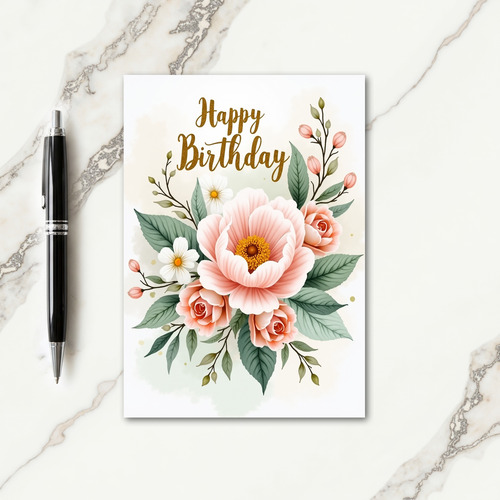 Pink Rose Birthday Art Card