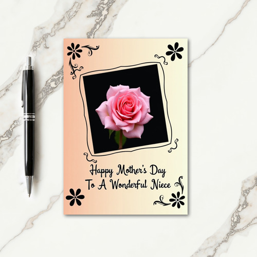 Pink Rose Floral Mothers Day Card