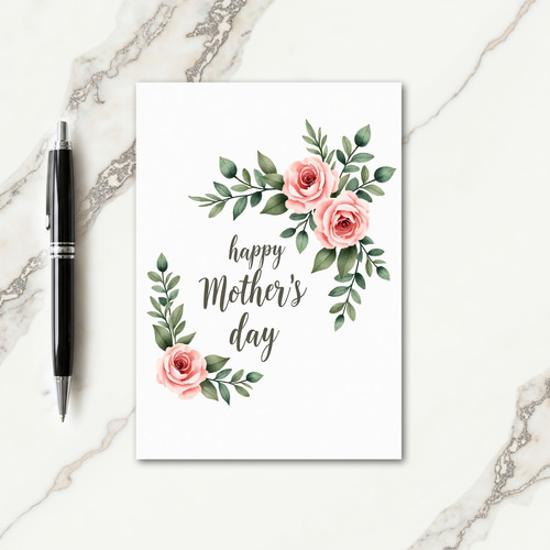 Pink Rose Happy Mothers Day Card