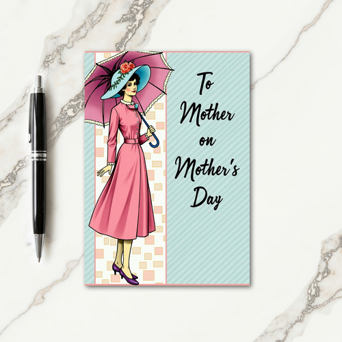 Pink Rose Hat Mothers Day Card