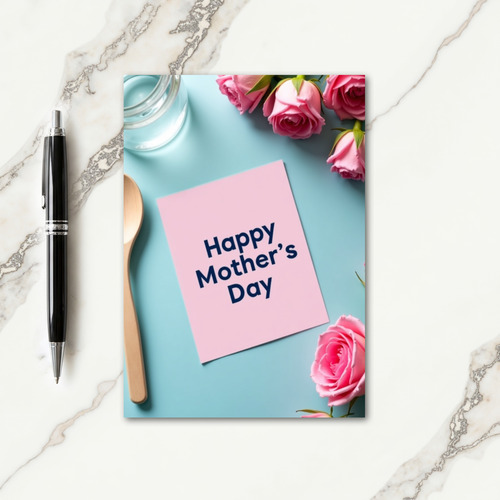Pink Rose Mothers Day Card