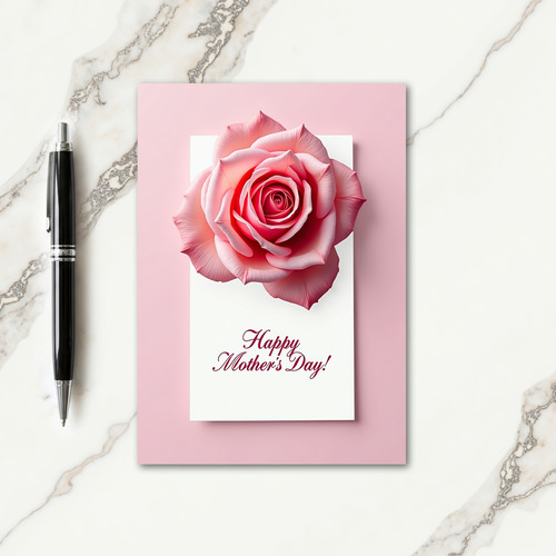 Pink Rose Mothers Day Greeting Card