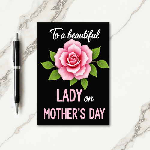 Pink Rose Mothers Day Lady Card