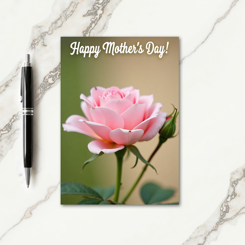 Pink Rose Mothers Day Portrait Card
