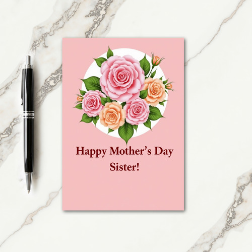 Pink Rose Mothers Day Sister Card