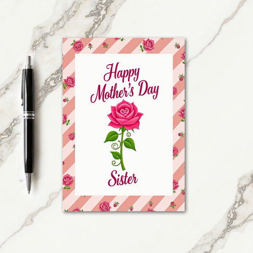 Pink Rose Sister Day Card
