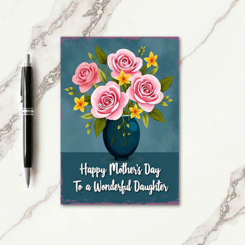 Pink Roses Daughter Day Card