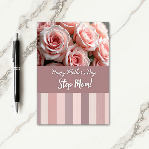 Pink Roses Floral Mothers Day Card