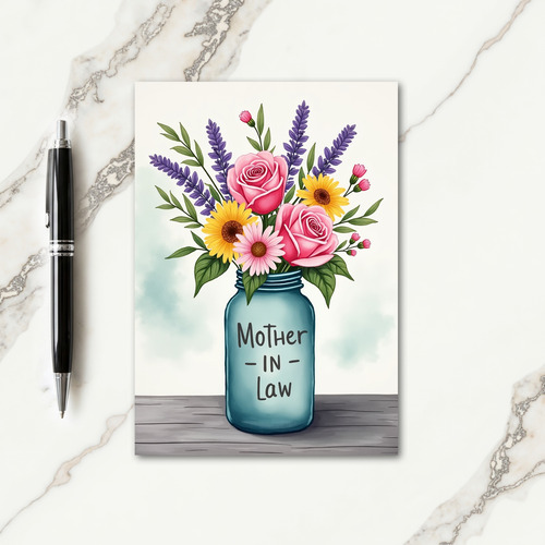 Pink Roses Mother In Law Card