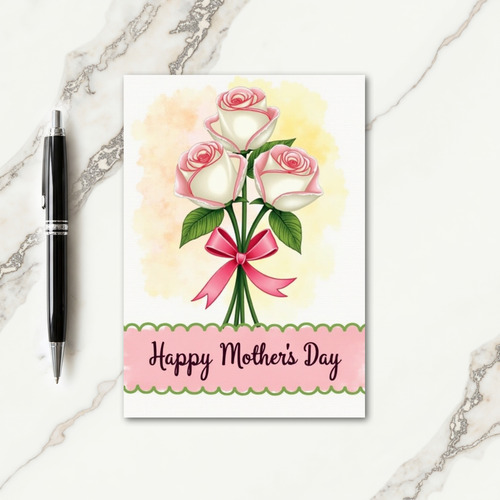 Pink Roses Mothers Day Art Card