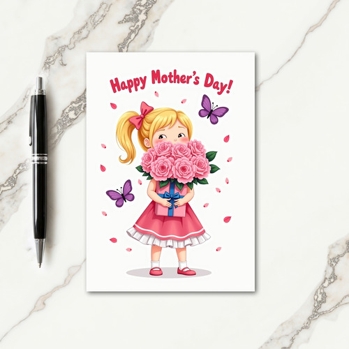Pink Roses Mothers Day Gift Card