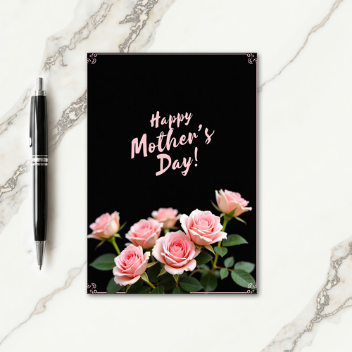 Pink Roses Mothers Day Greeting Card
