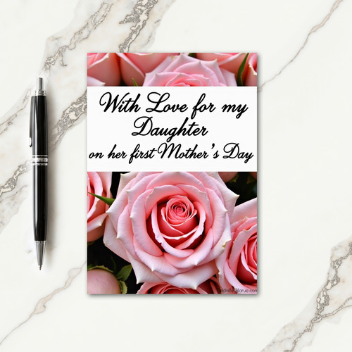 Pink Roses Mothers Day Message Card