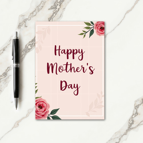 Pink Roses Pattern Card