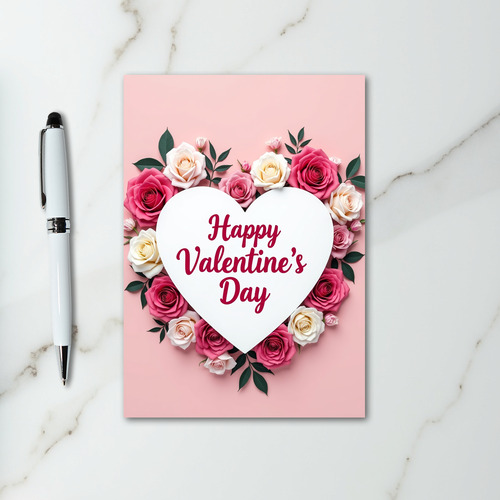 Pink Roses Valentines Day Card