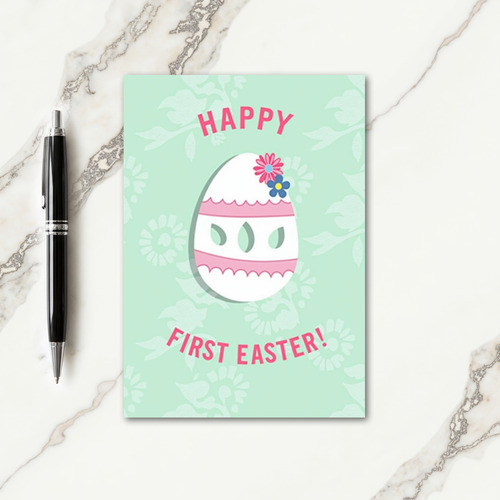Pink Scalloped Easter Pattern Card