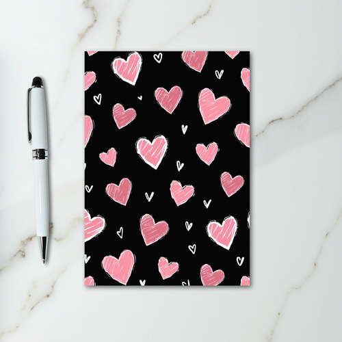 Pink Scribble Hearts Love Card