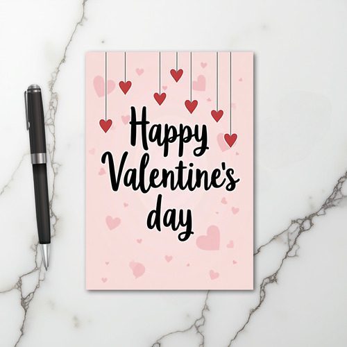 Pink Script Happy Valentines Day Card