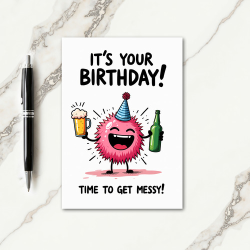 Pink Spiky Birthday Card