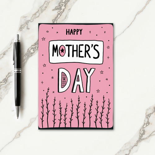 Pink Star Mothers Day Card