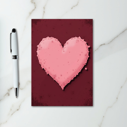 Pink Stitched Heart Valentines Day Card