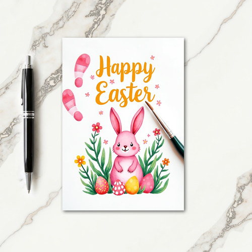 Pink Stripes Easter Card