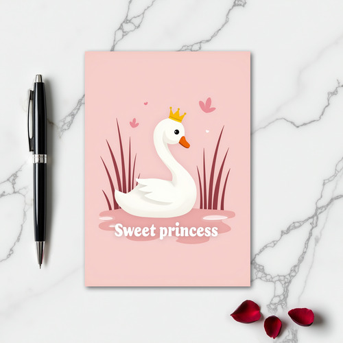 Pink Swan Princess Pattern Card
