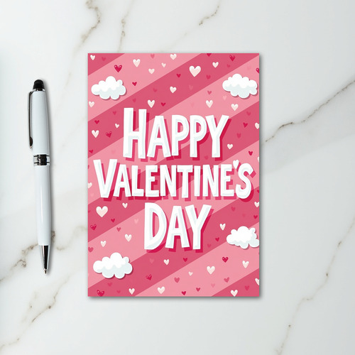 Pink Sweet Striped Valentines Card
