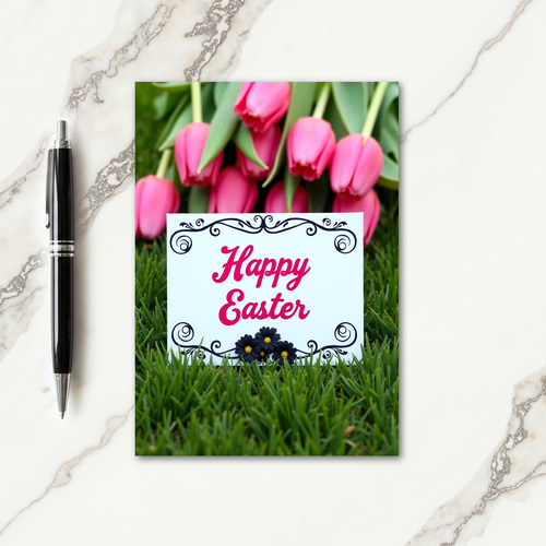 Pink Swirls Easter Card