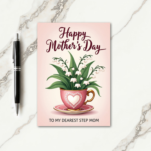 Pink Teacup Mothers Day Art Card